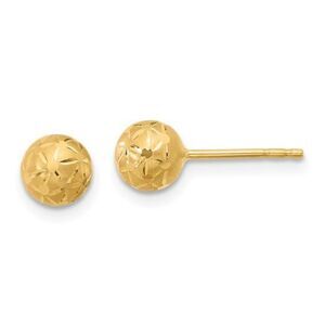Leslie's 14K Polished/Satin and Diamond-cut Ball Post Earrings